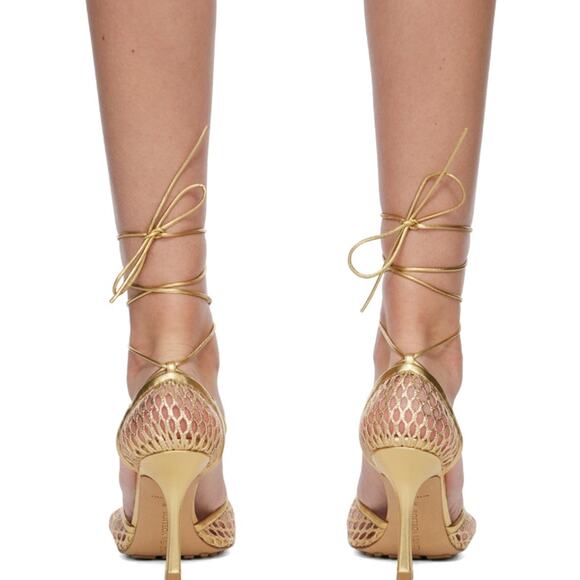 BOTTEGA VENETA Metallic leather-trimmed mesh pumps (Size 38.5) - Picture 3 of 16